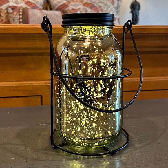 Gold Mercury Glass Fairy Light Mason Jar - Battery Operated - Picture 6 of 14